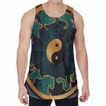 Green And Gold Chinese Zodiac Print Men's Velvet Tank Top
