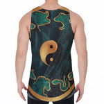 Green And Gold Chinese Zodiac Print Men's Velvet Tank Top