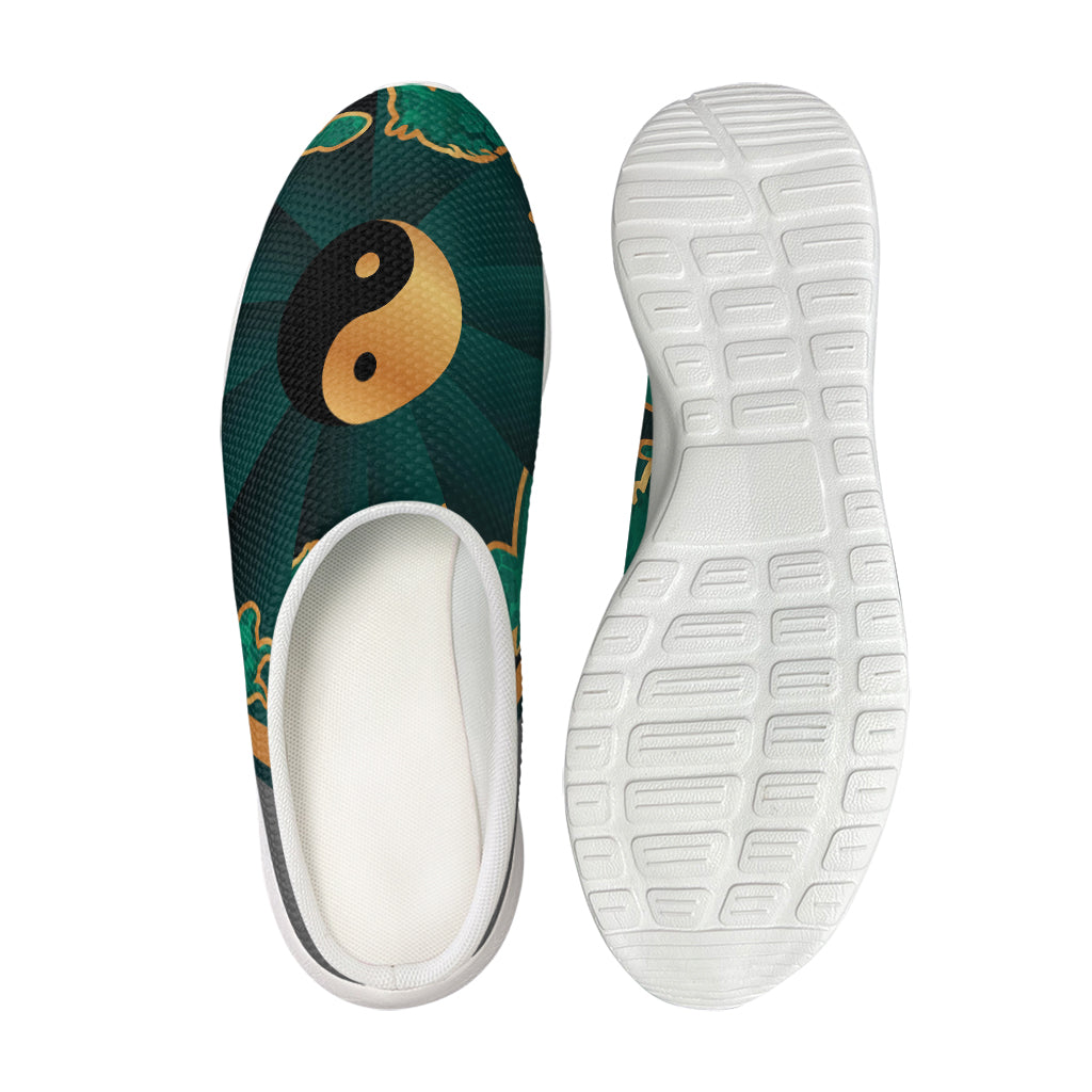 Green And Gold Chinese Zodiac Print Mesh Casual Shoes