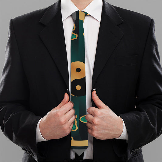 Green And Gold Chinese Zodiac Print Necktie