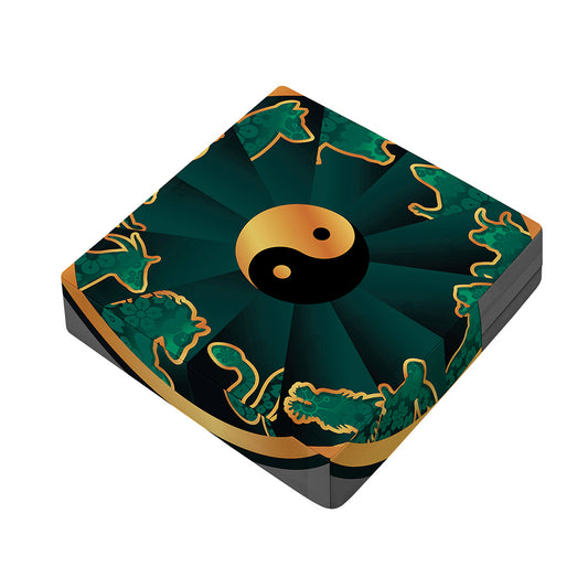 Green And Gold Chinese Zodiac Print Outdoor Seat Cushion Cover