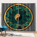 Green And Gold Chinese Zodiac Print Pencil Pleat Curtains