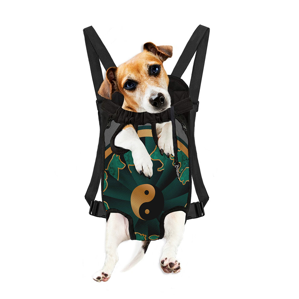 Green And Gold Chinese Zodiac Print Pet Carrier Backpack