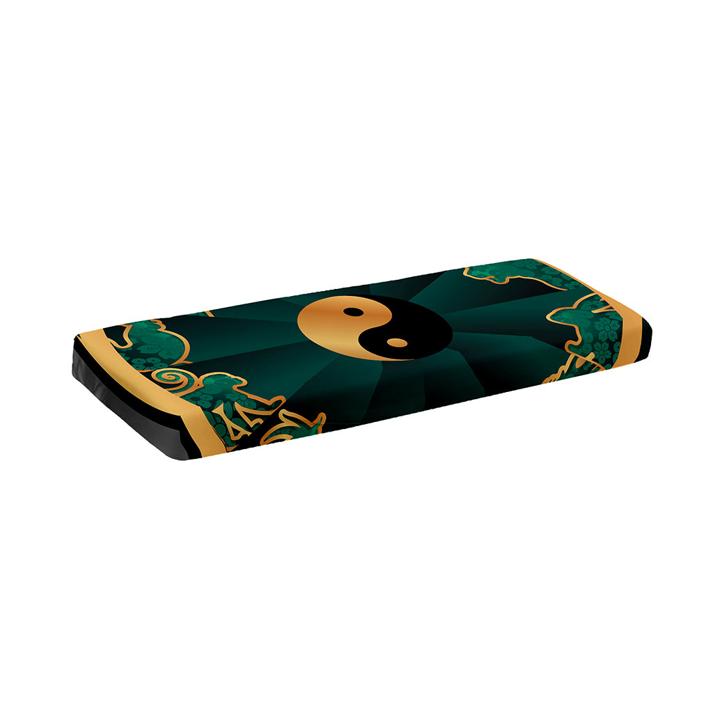 Green And Gold Chinese Zodiac Print Piano Keyboard Cover