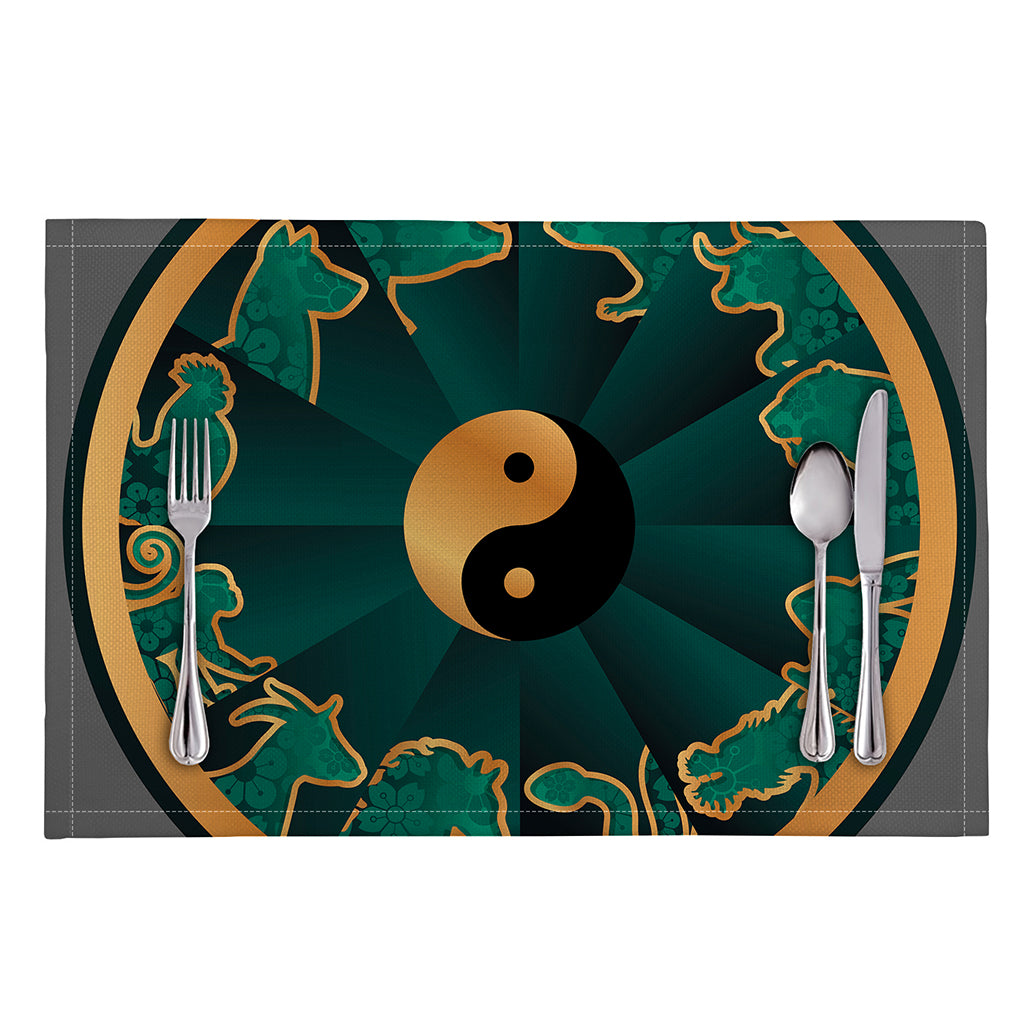 Green And Gold Chinese Zodiac Print Placemat