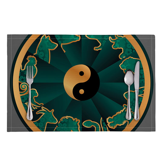 Green And Gold Chinese Zodiac Print Placemat