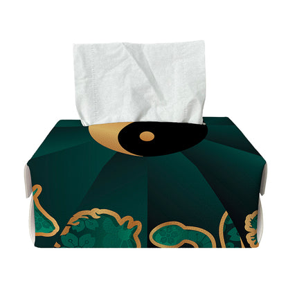 Green And Gold Chinese Zodiac Print Rectangle Tissue Box Cover