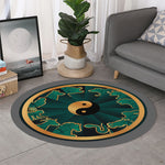 Green And Gold Chinese Zodiac Print Round Rug