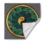 Green And Gold Chinese Zodiac Print Silk Bandana