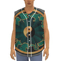 Green And Gold Chinese Zodiac Print Sleeveless Baseball Jersey
