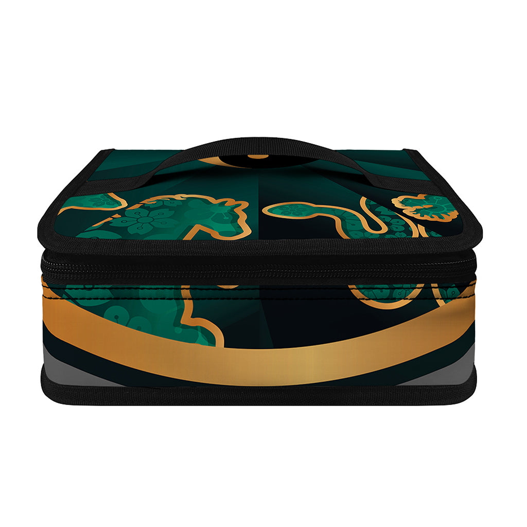 Green And Gold Chinese Zodiac Print Small Lunch Bag