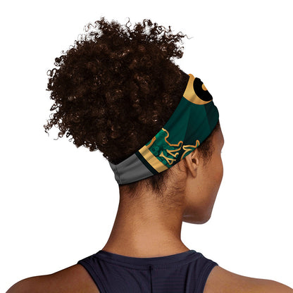 Green And Gold Chinese Zodiac Print Sports Headband