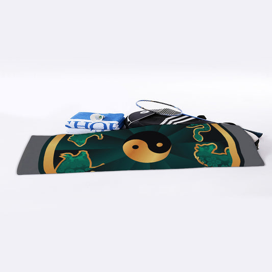 Green And Gold Chinese Zodiac Print Sports Towel