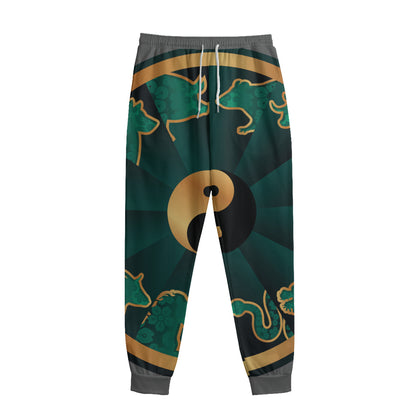 Green And Gold Chinese Zodiac Print Sweatpants