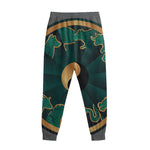 Green And Gold Chinese Zodiac Print Sweatpants