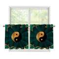 Green And Gold Chinese Zodiac Print Tier Curtains