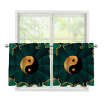 Green And Gold Chinese Zodiac Print Tier Curtains