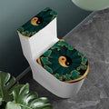 Green And Gold Chinese Zodiac Print Toilet Lid And Tank Cover Set