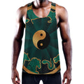 Green And Gold Chinese Zodiac Print Men's Workout Tank Top