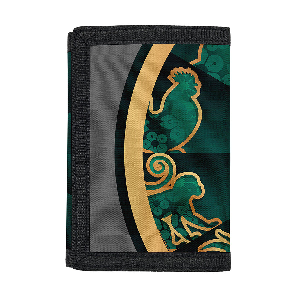 Green And Gold Chinese Zodiac Print Trifold Wallet