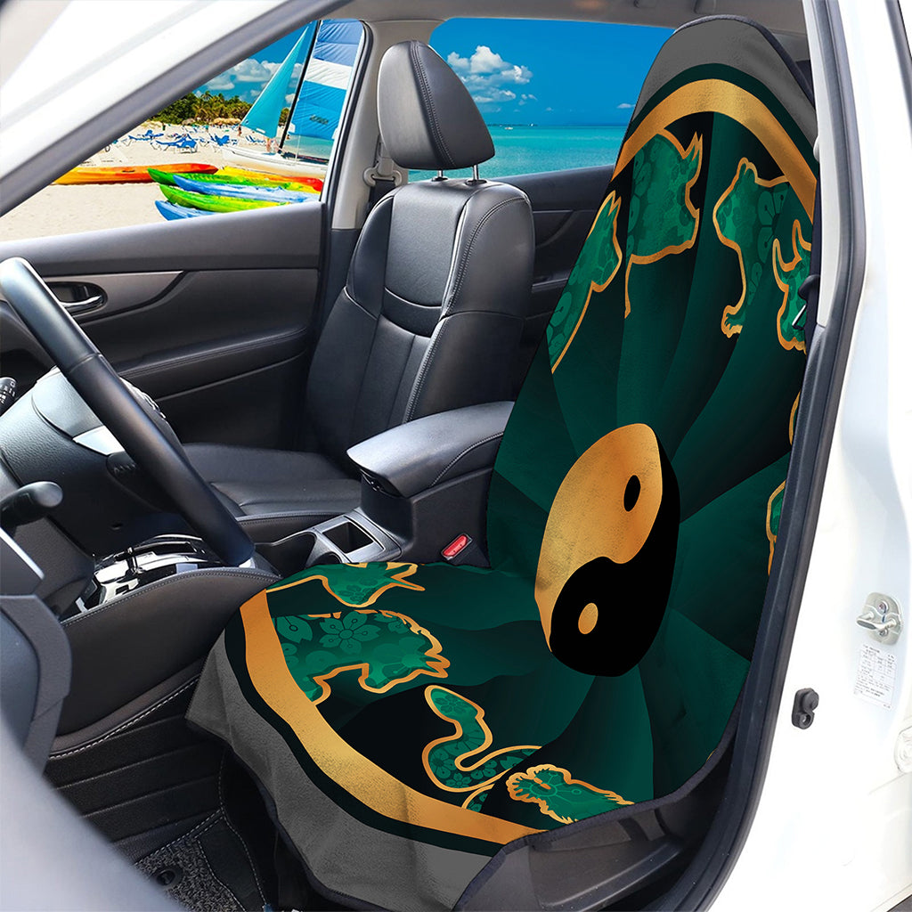 Green And Gold Chinese Zodiac Print Waterproof Car Seat Cover