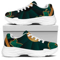 Green And Gold Chinese Zodiac Print White Chunky Shoes