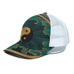 Green And Gold Chinese Zodiac Print White Mesh Trucker Cap