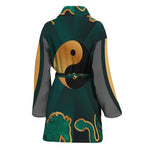 Green And Gold Chinese Zodiac Print Women's Bathrobe
