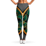 Green And Gold Chinese Zodiac Print Women's Leggings