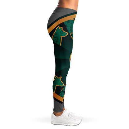 Green And Gold Chinese Zodiac Print Women's Leggings