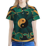 Green And Gold Chinese Zodiac Print Women's Polo Shirt