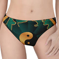 Green And Gold Chinese Zodiac Print Women's Thong