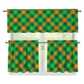 Green And Orange Buffalo Plaid Print 3 Piece Kitchen Curtains
