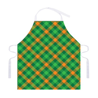Green And Orange Buffalo Plaid Print Adjustable Apron