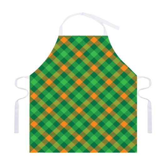 Green And Orange Buffalo Plaid Print Adjustable Apron