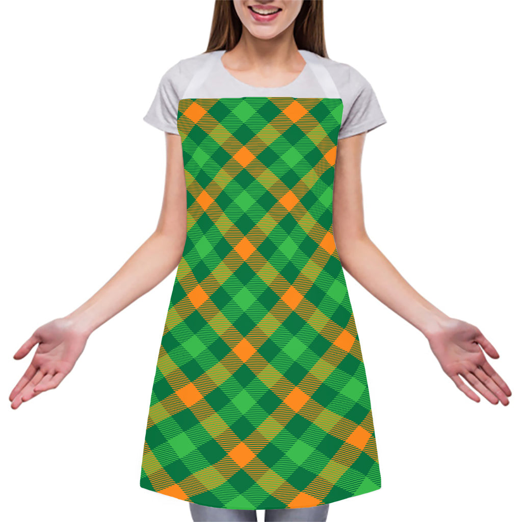 Green And Orange Buffalo Plaid Print Adjustable Apron