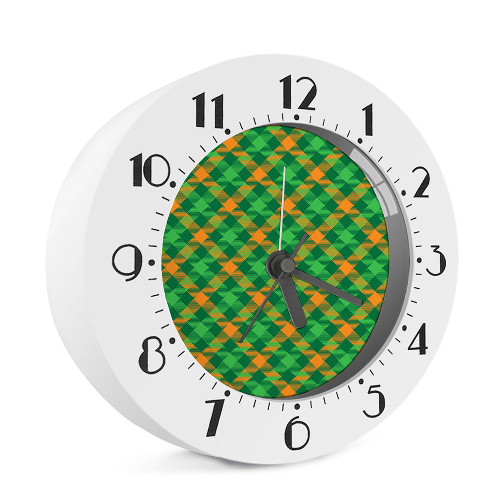 Green And Orange Buffalo Plaid Print Alarm Clock