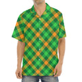 Green And Orange Buffalo Plaid Print Aloha Shirt
