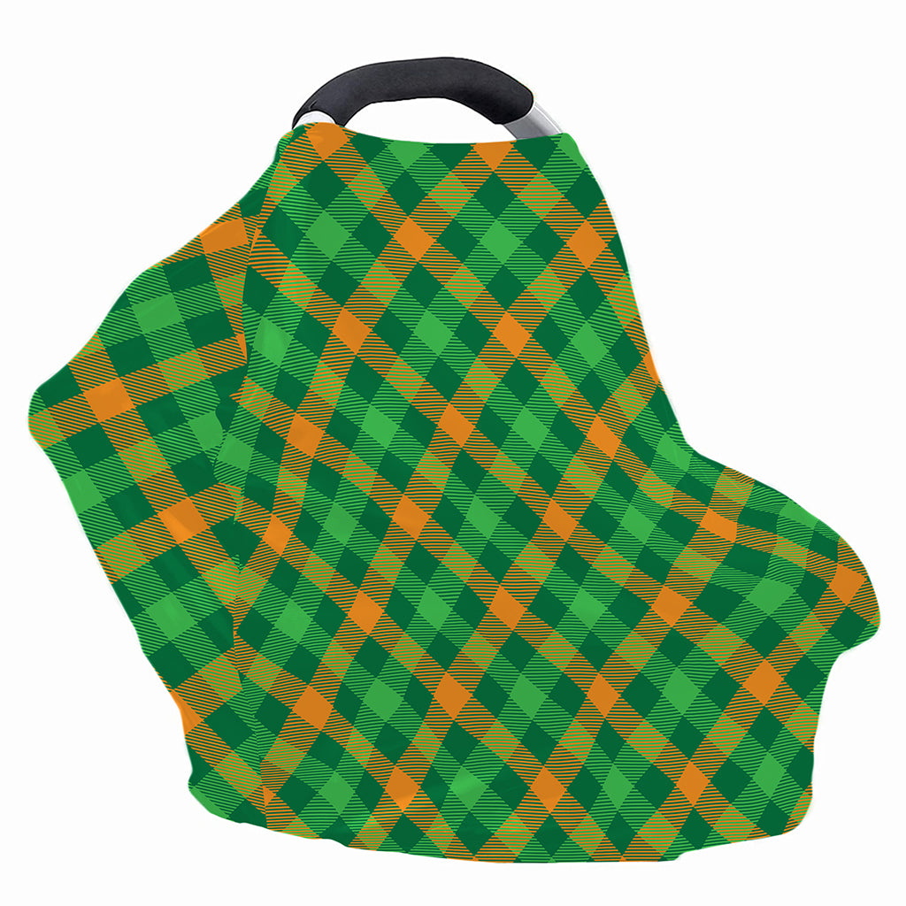 Green And Orange Buffalo Plaid Print Baby Seat Cover