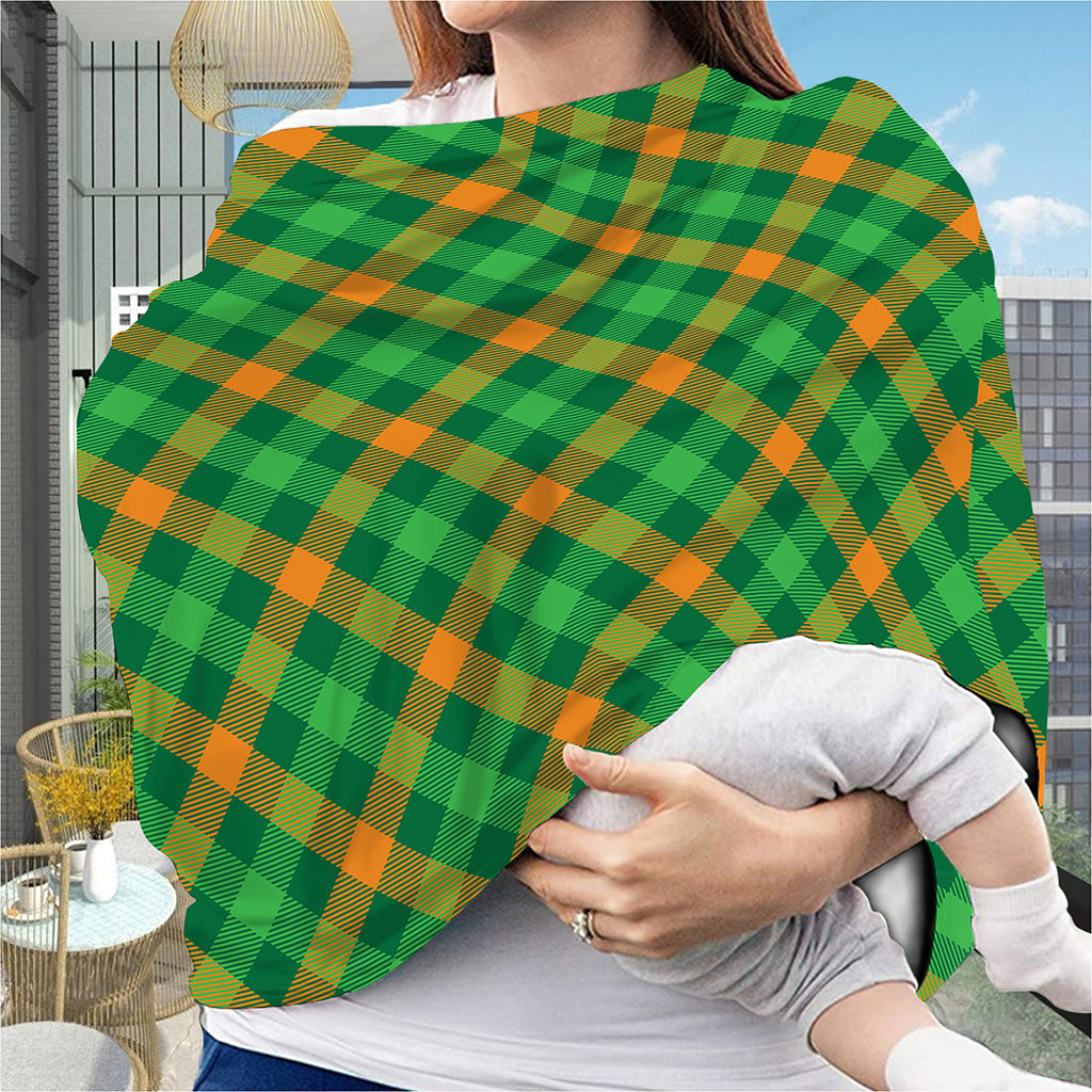 Green And Orange Buffalo Plaid Print Baby Seat Cover