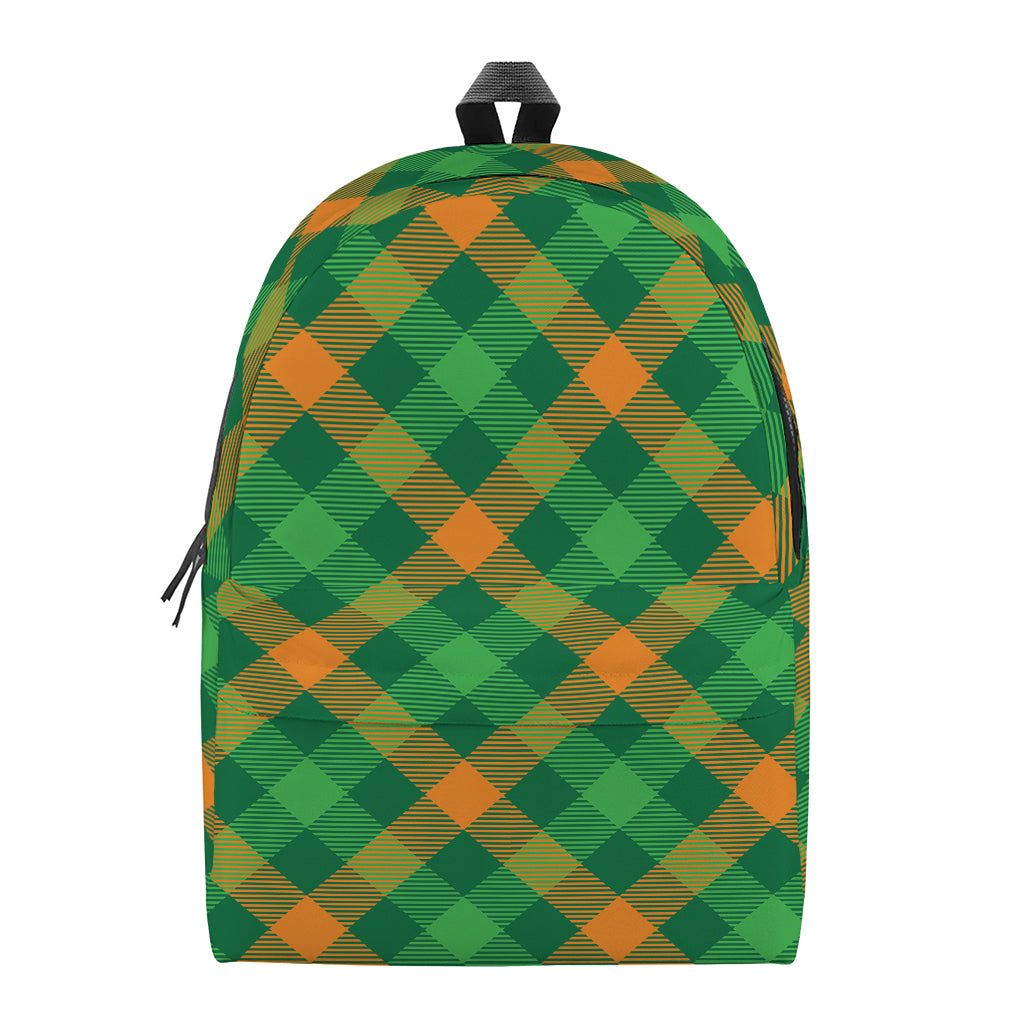 Green And Orange Buffalo Plaid Print Backpack