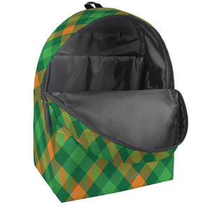 Green And Orange Buffalo Plaid Print Backpack