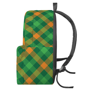 Green And Orange Buffalo Plaid Print Backpack