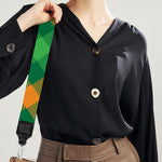 Green And Orange Buffalo Plaid Print Bag Strap