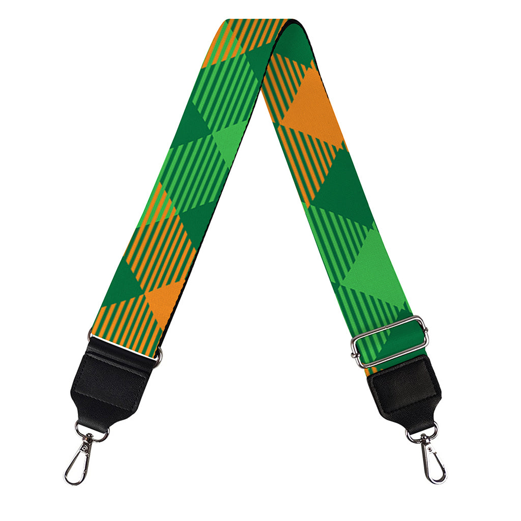 Green And Orange Buffalo Plaid Print Bag Strap