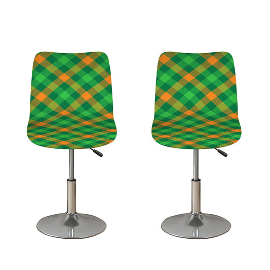 Green And Orange Buffalo Plaid Print Bar Stool Covers