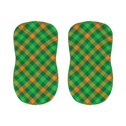 Green And Orange Buffalo Plaid Print Bar Stool Covers