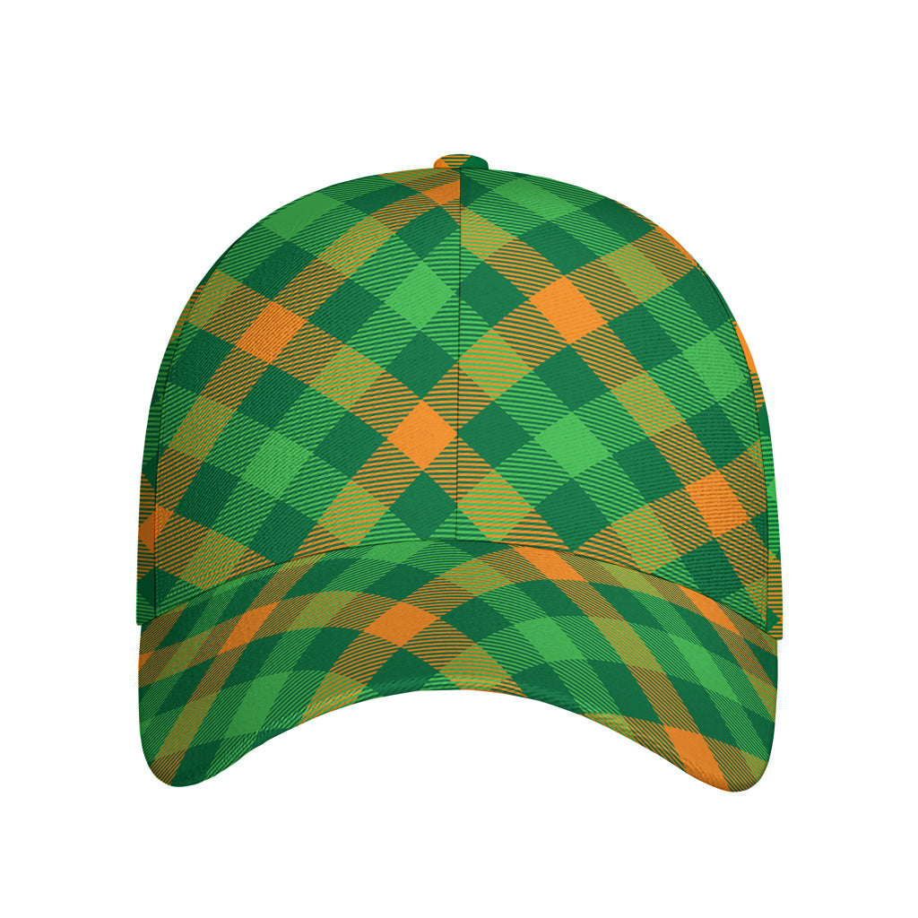 Green And Orange Buffalo Plaid Print Baseball Cap