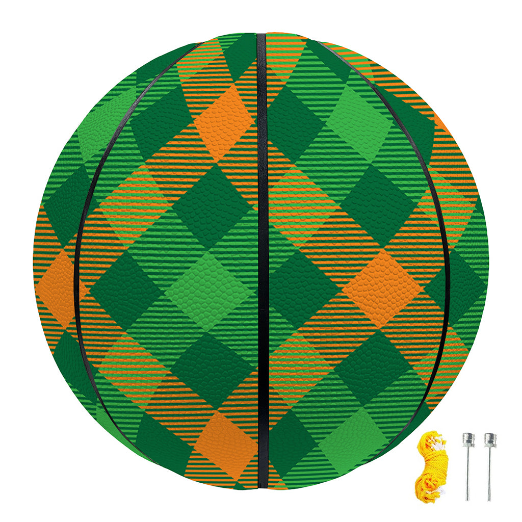 Green And Orange Buffalo Plaid Print Basketball