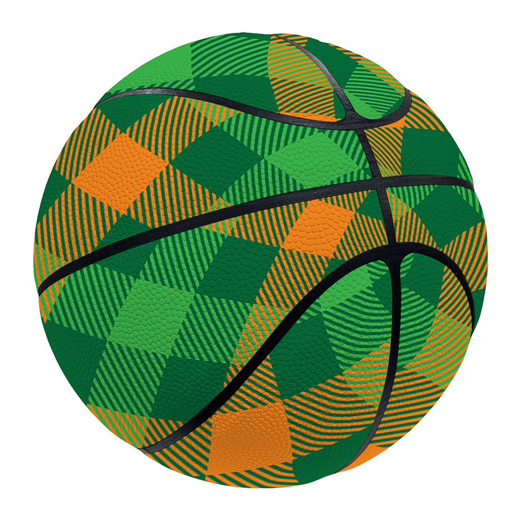 Green And Orange Buffalo Plaid Print Basketball